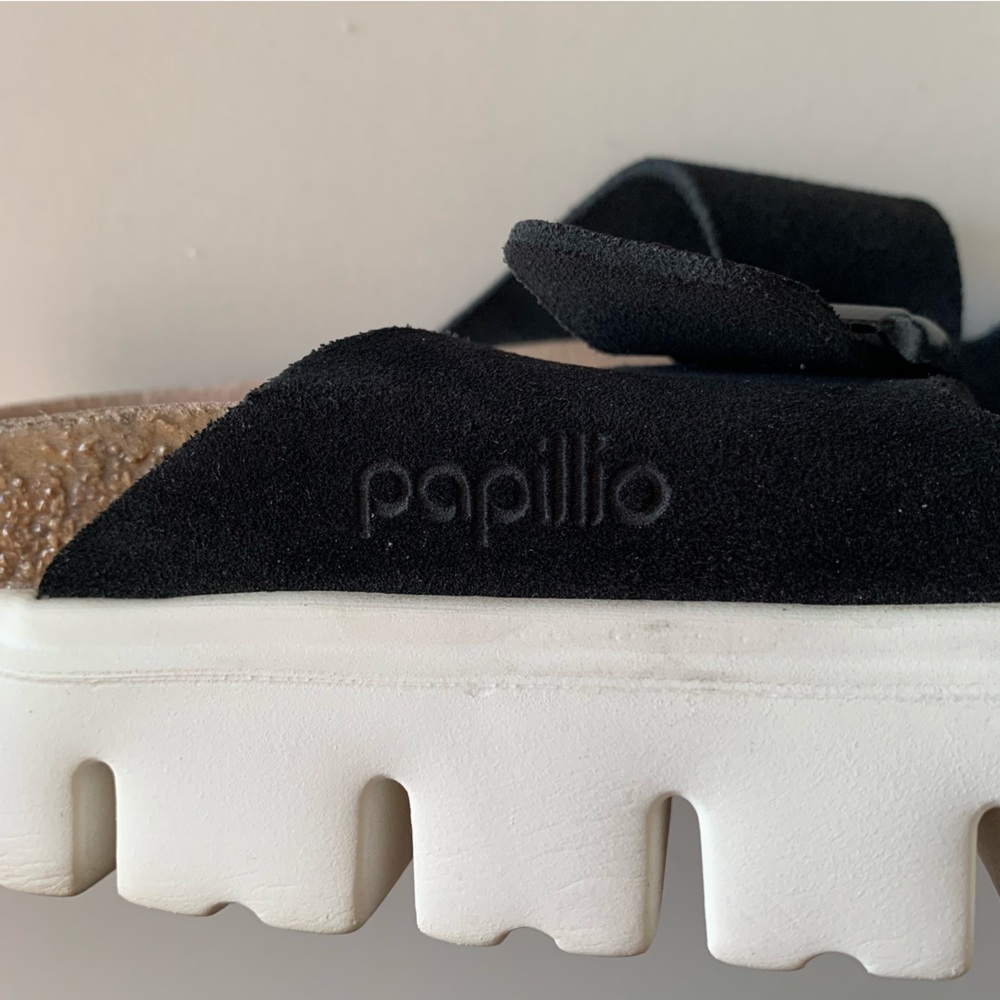 Birkenstock Black Suede Platform Papillio Arizona Sandal Size 7 US SIZE 37 EU - Picture 5 of 6